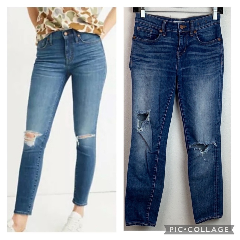 Madewell Skinny Skinny Destroyed Crop Jeans Euc